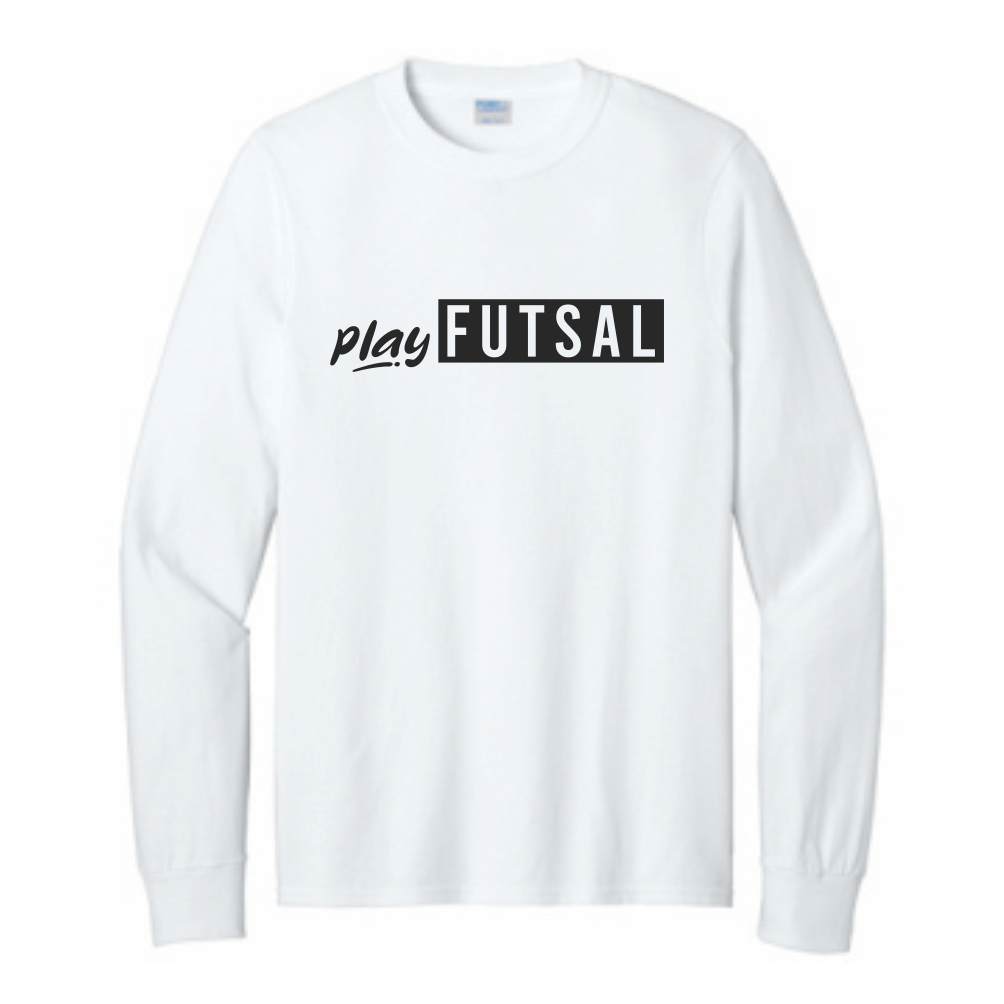 FFA Long Sleeve Core Cotton PLAY FUTSAL Tee - White