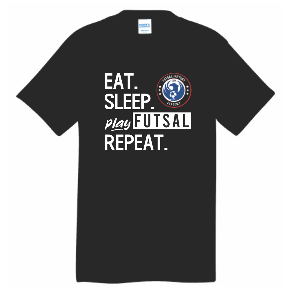 FFA Core Cotton Eat. Sleep. Play Futsal. Repeat. Tee - Black