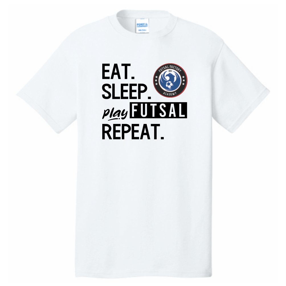 FFA Core Cotton Eat. Sleep. Play Futsal. Repeat. Tee - White
