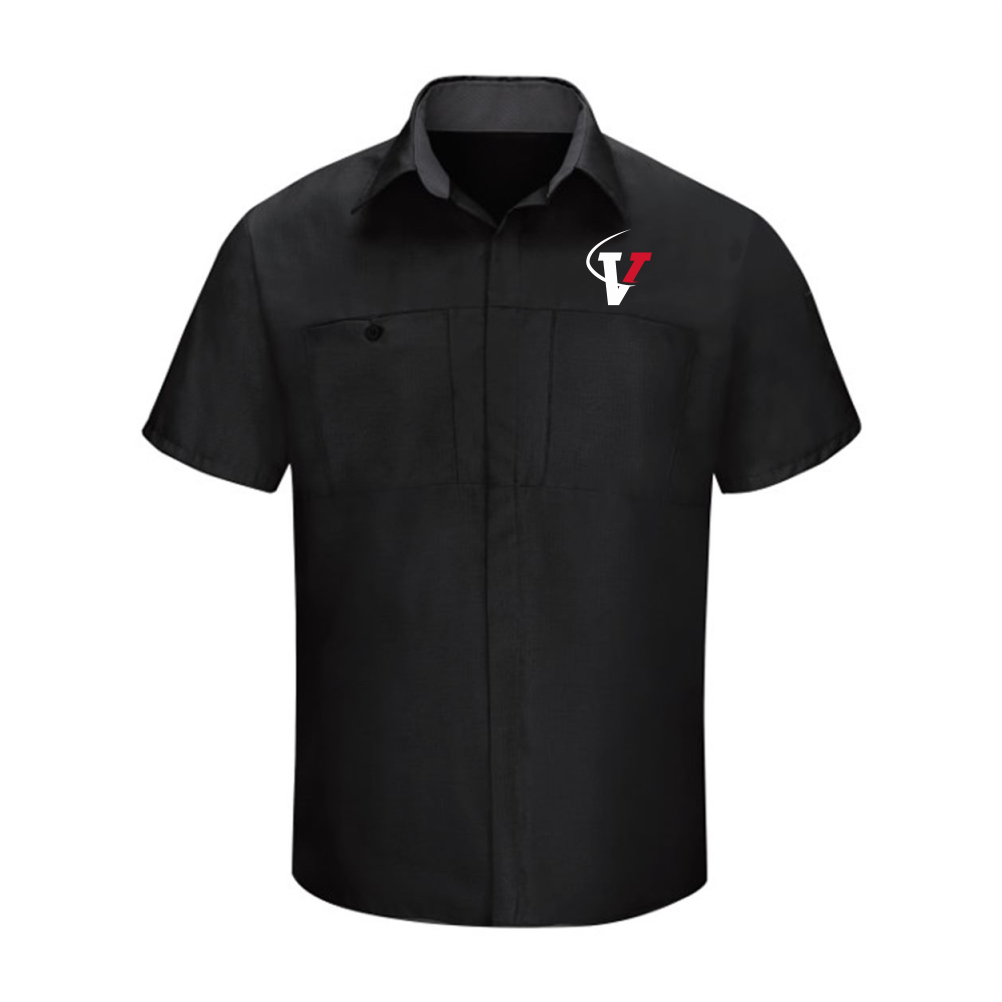 Red Kap Men's Performance Plus Short Sleeve Shirt with Oilblok Technology - Black/Charcoal