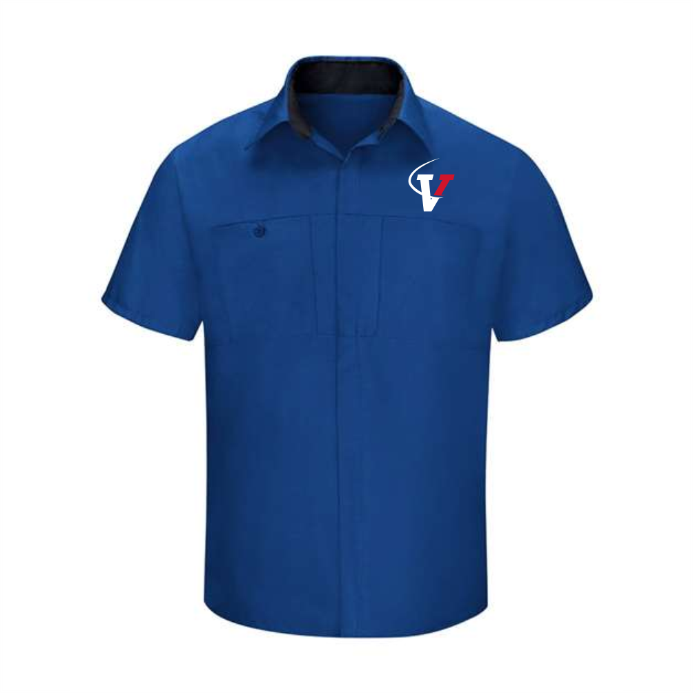 Red Kap Men's Performance Plus Short Sleeve Shirt with Oilblok Technology - Royal Blue/Charcoal