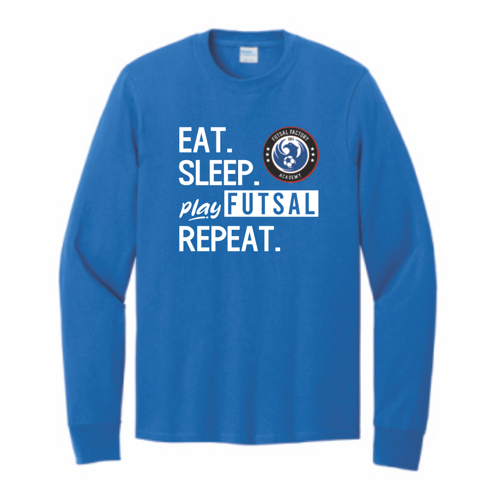 FFA Long Sleeve Core Cotton Eat. Sleep. Play Futsal. Repeat. Tee - Royal