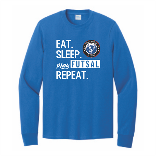 FFA Long Sleeve Core Cotton Eat. Sleep. Play Futsal. Repeat. Tee - Royal