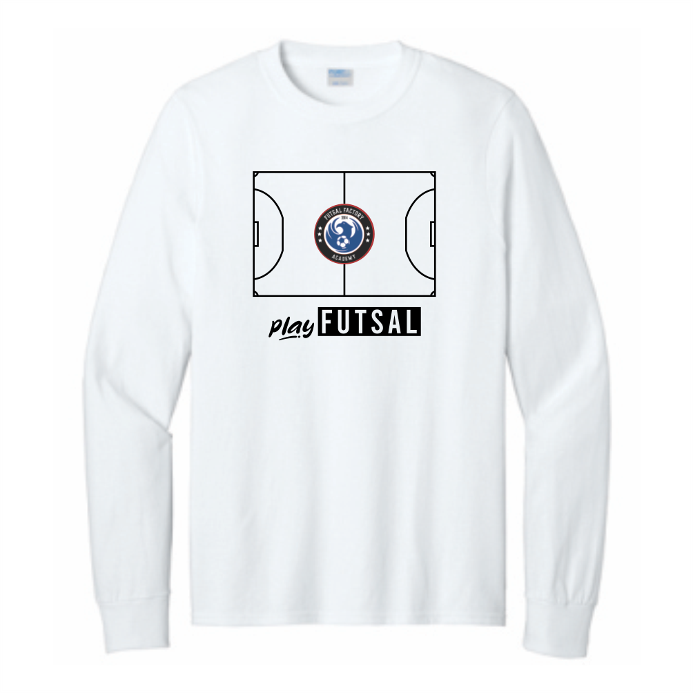 FFA Long Sleeve Core Cotton FUTSAL COURT Tee - White
