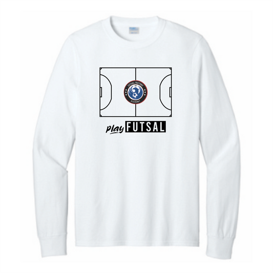 FFA Long Sleeve Core Cotton FUTSAL COURT Tee - White