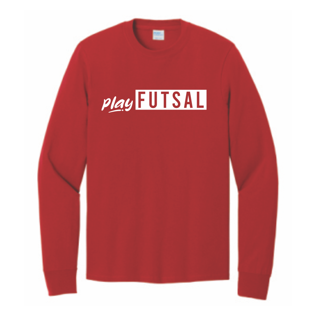 FFA Long Sleeve Core Cotton PLAY FUTSAL Tee - Red