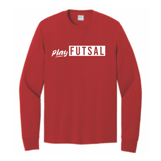 FFA Long Sleeve Core Cotton PLAY FUTSAL Tee - Red