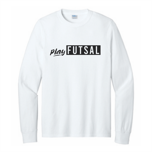 FFA Long Sleeve Core Cotton PLAY FUTSAL Tee - White
