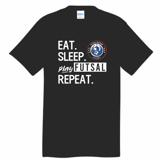 FFA Core Cotton Eat. Sleep. Play Futsal. Repeat. Tee - Black