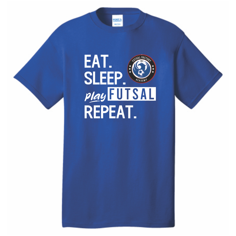 FFA Core Cotton Eat. Sleep. Play Futsal. Repeat. Tee - Royal