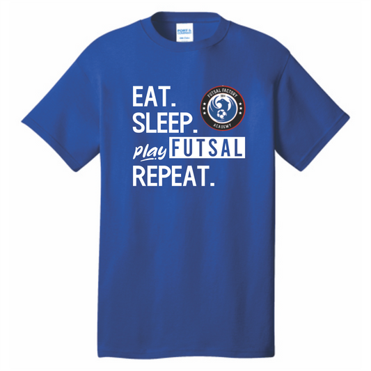 FFA Core Cotton Eat. Sleep. Play Futsal. Repeat. Tee - Royal