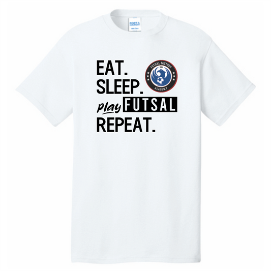 FFA Core Cotton Eat. Sleep. Play Futsal. Repeat. Tee - White