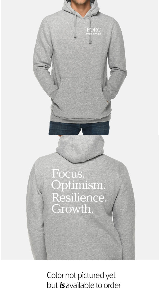 Focus, Optimism, Resilience, Growth Heavy Weight Hoodie