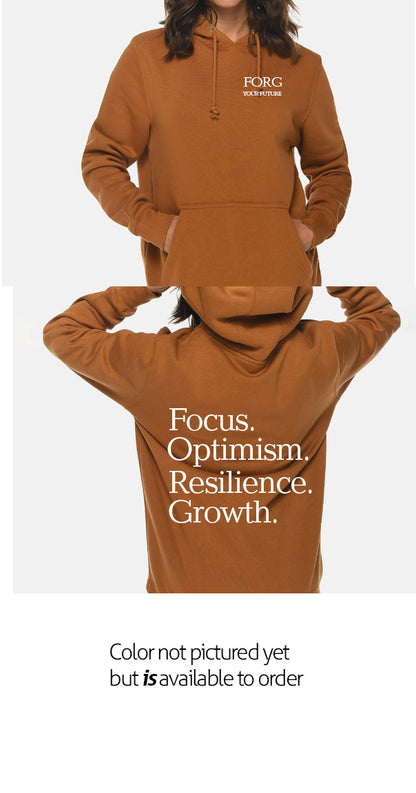 Focus, Optimism, Resilience, Growth Heavy Weight Hoodie