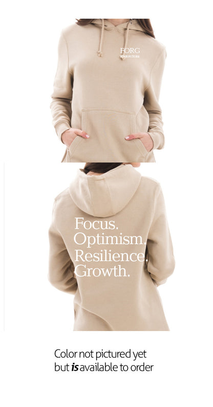 Focus, Optimism, Resilience, Growth Heavy Weight Hoodie