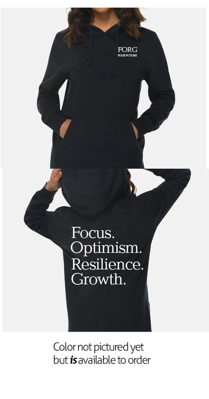 Focus, Optimism, Resilience, Growth Heavy Weight Hoodie