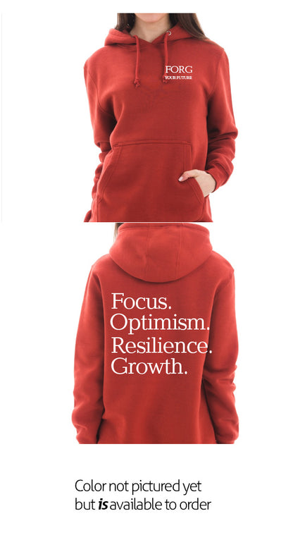Focus, Optimism, Resilience, Growth Heavy Weight Hoodie