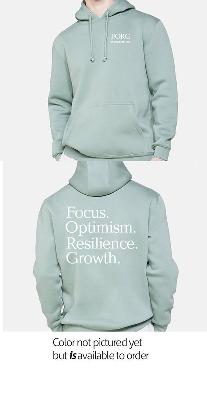 Focus, Optimism, Resilience, Growth Heavy Weight Hoodie