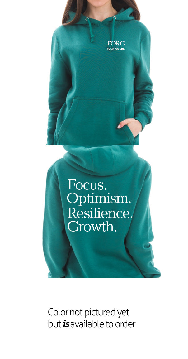 Focus, Optimism, Resilience, Growth Heavy Weight Hoodie
