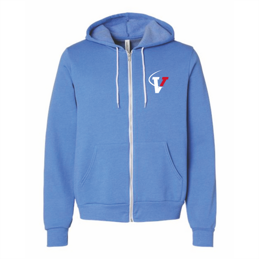Bella+Canvas Unisex Sponge Fleece Full-Zip Hood - Heather Columbia Blue