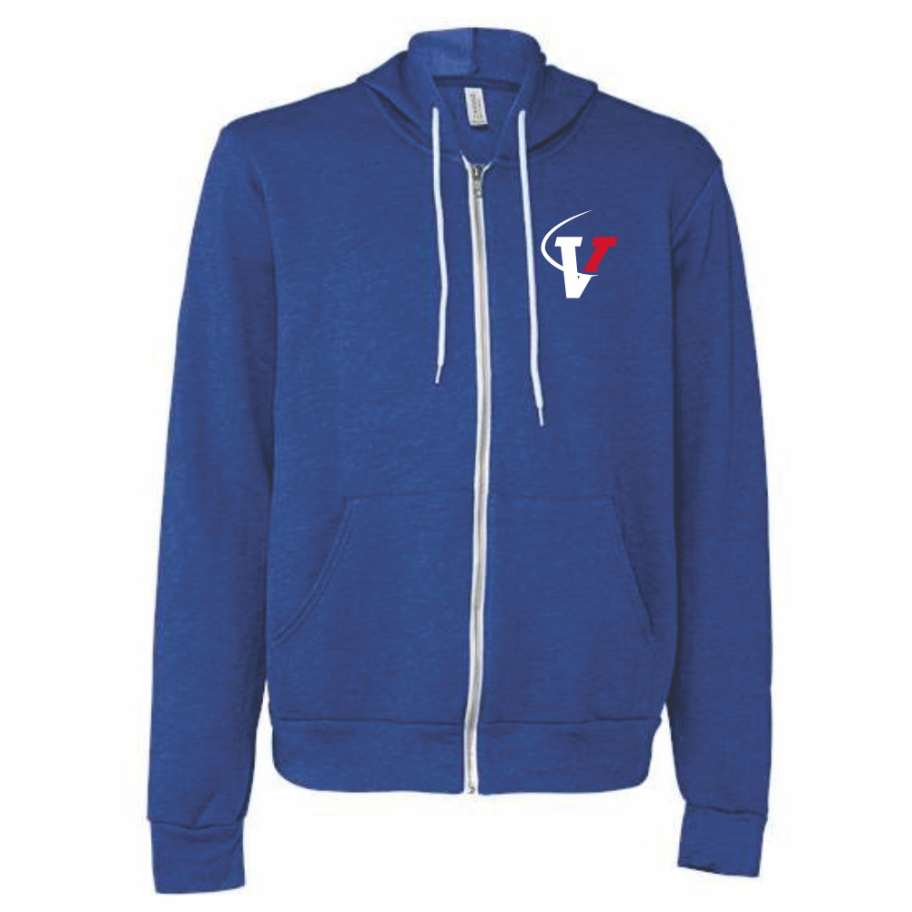Bella+Canvas Unisex Sponge Fleece Full-Zip Hood - Heather True Royal
