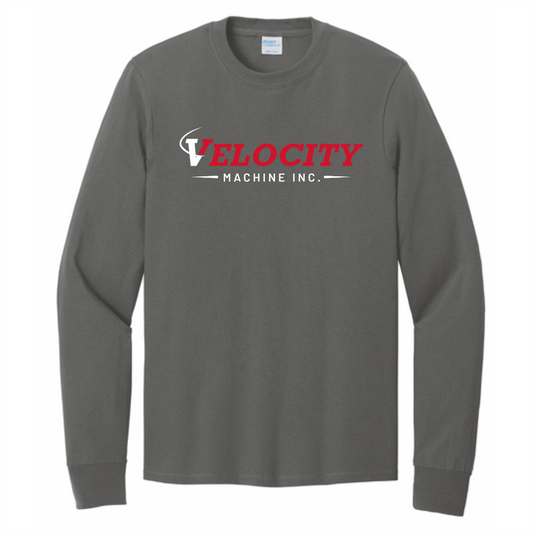 Port & Co Long Sleeve Core Cotton Tee - Charcoal