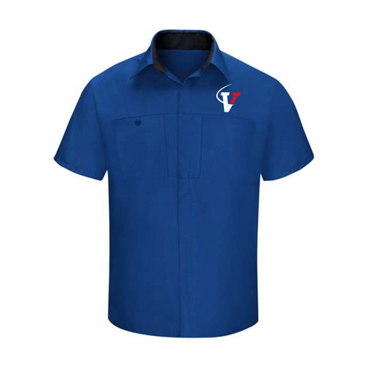 Red Kap Men's Performance Plus Short Sleeve Shirt with Oilblok Technology - Royal Blue/Charcoal