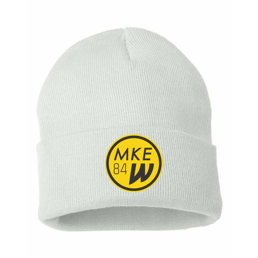 MKE Wave Solid Cuffed Beanie - White