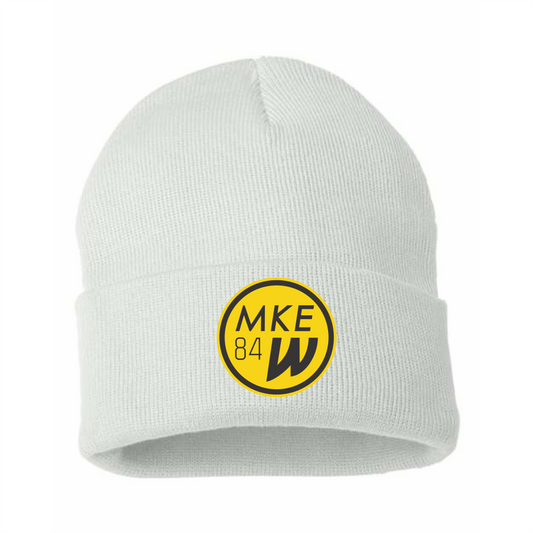 MKE Wave Solid Cuffed Beanie - White