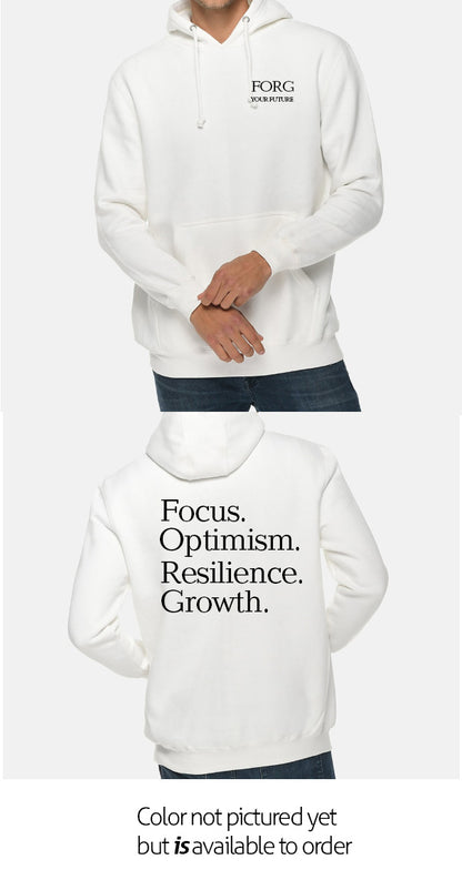 Focus, Optimism, Resilience, Growth Heavy Weight Hoodie